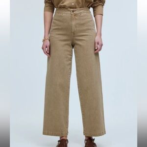 Madewell The Curvy Emmett Wide-Leg Crop Pant: Welt Pocket size 28 tan khaki